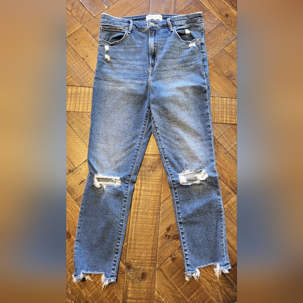 Abercrombie & Fitch Light Blue Distressed Skinny Jeans